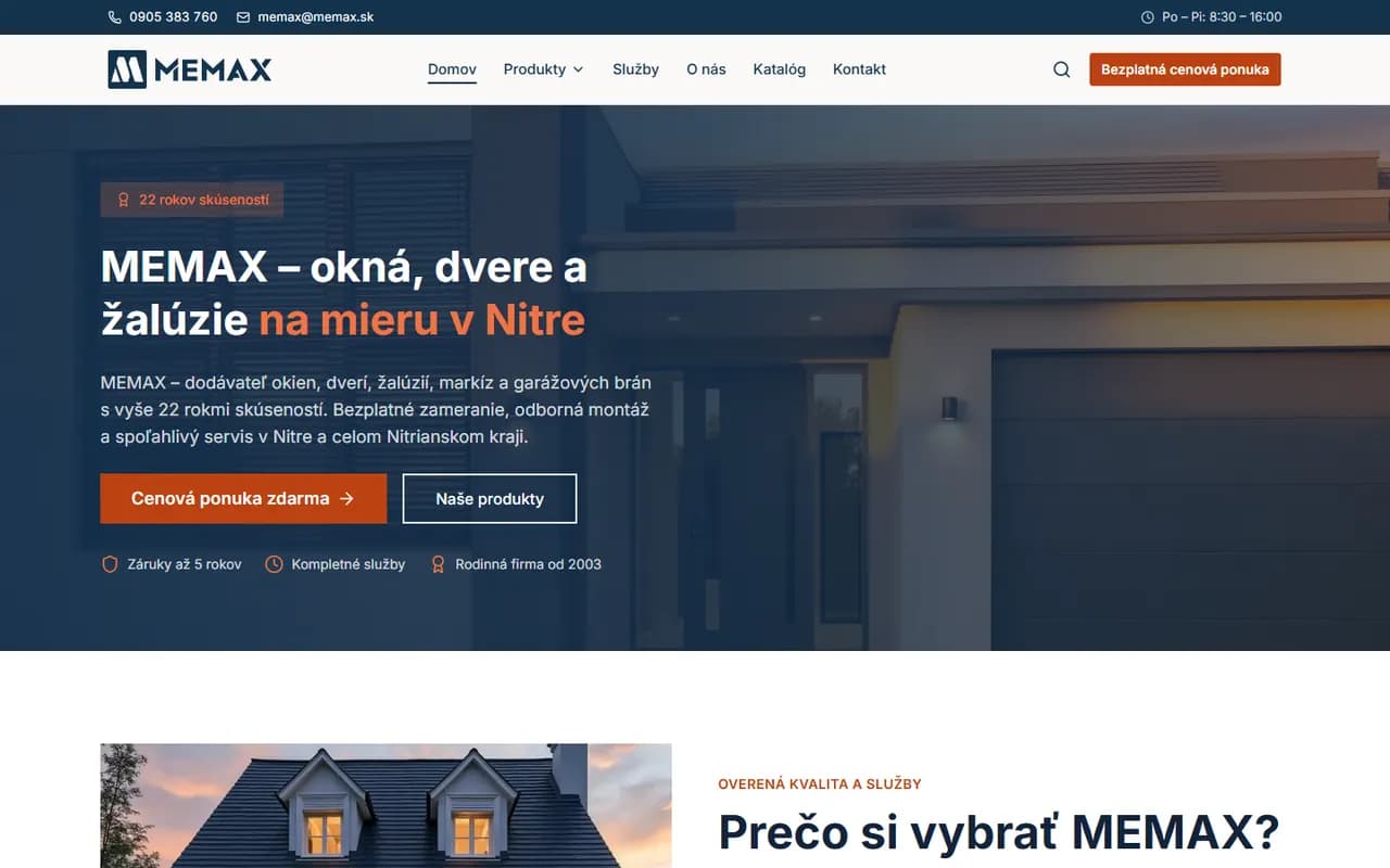 MEMAX – okná, dvere a žalúzie v Nitre
