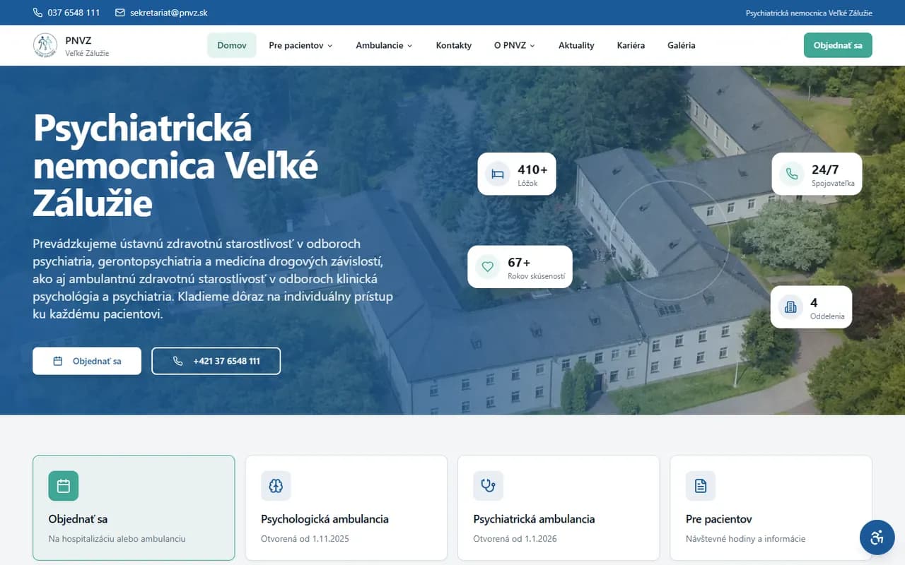 PNVZ – web psychiatrickej nemocnice