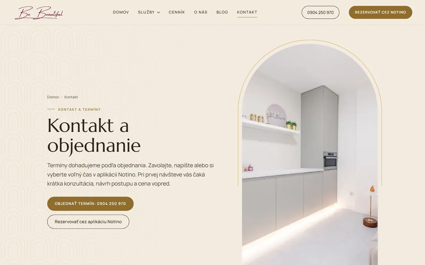 Nový web Be Beautiful: stránka Kontakt