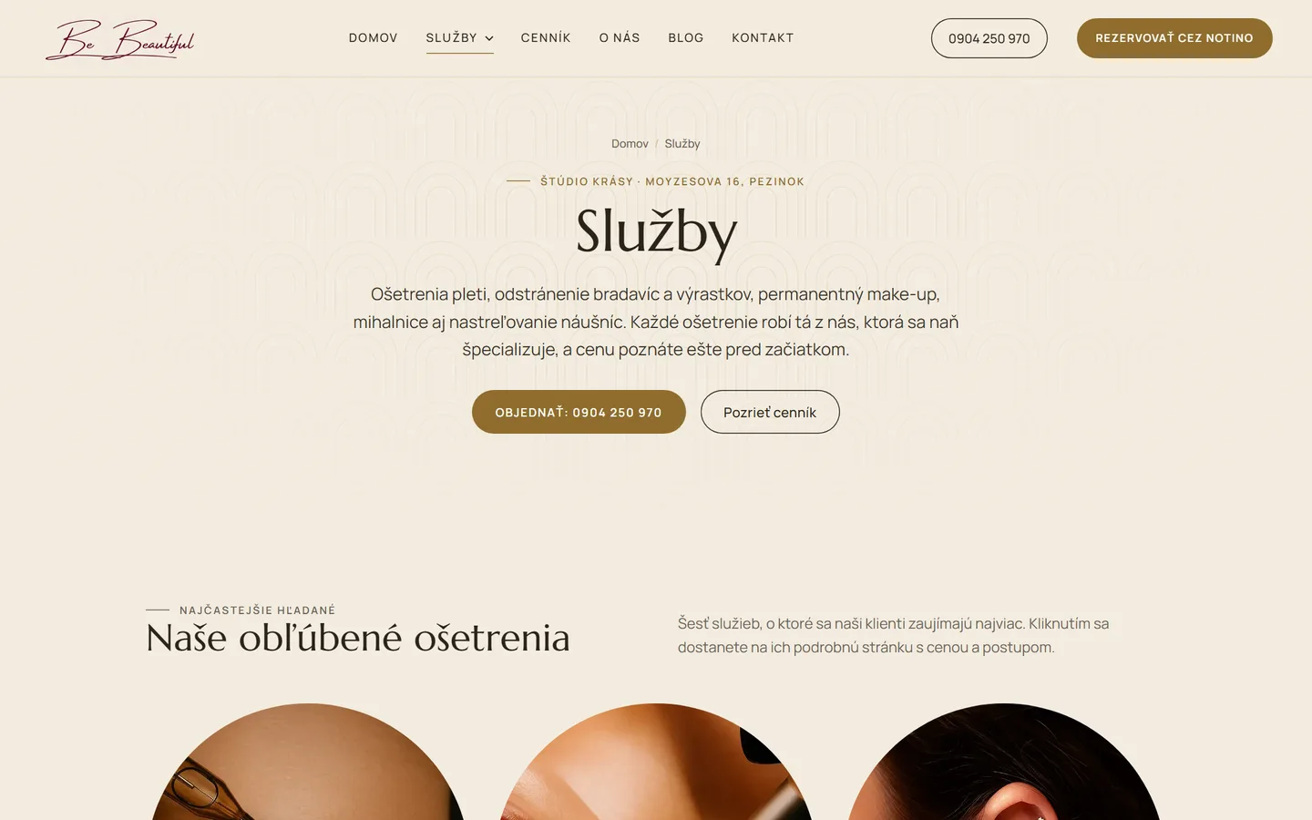 Nový web Be Beautiful: prehľad služieb