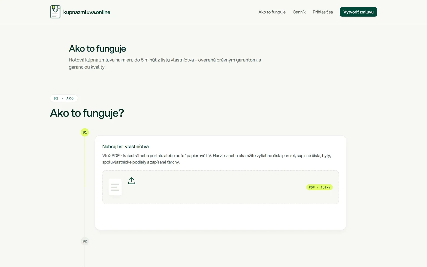 Stránka Ako to funguje na kupnazmluva.online