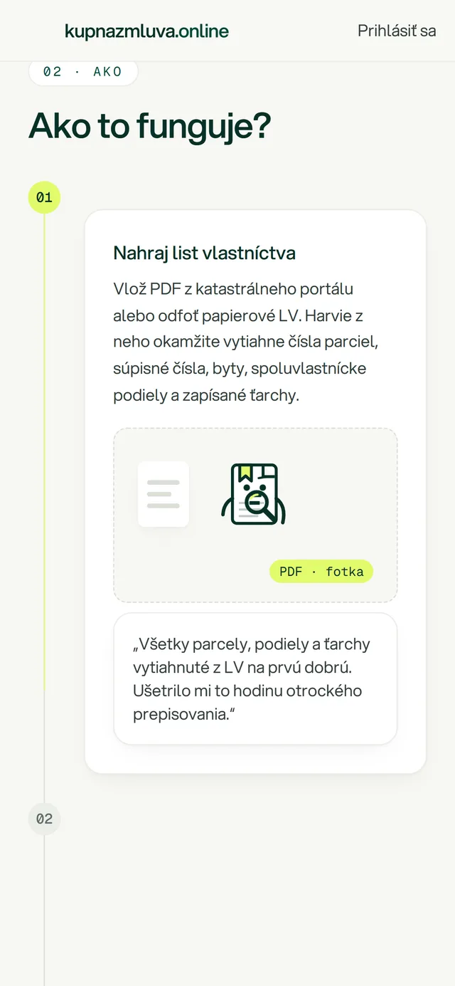 kupnazmluva.online na mobile: postup od nahrania listu vlastníctva