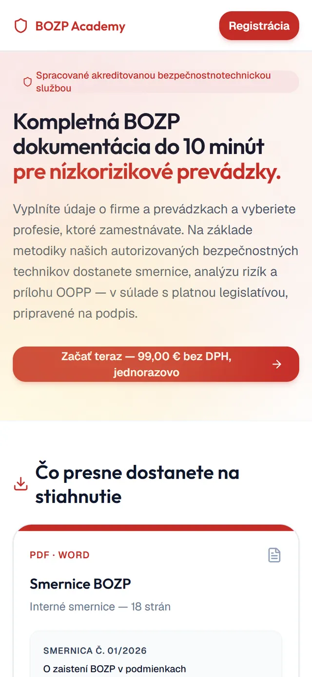 BOZP Academy – mobilná verzia