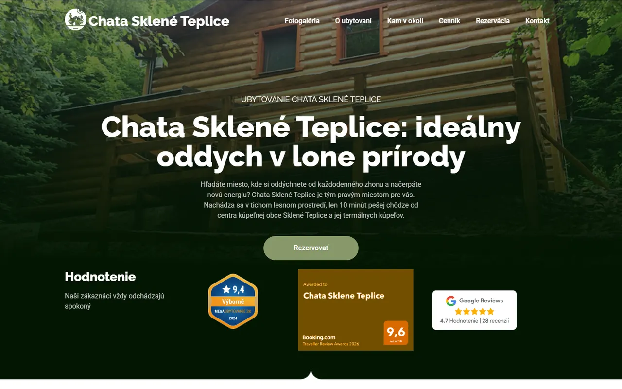 Chata Sklené Teplice – web