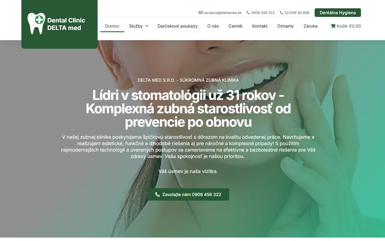 DeltaMed – web zubnej kliniky