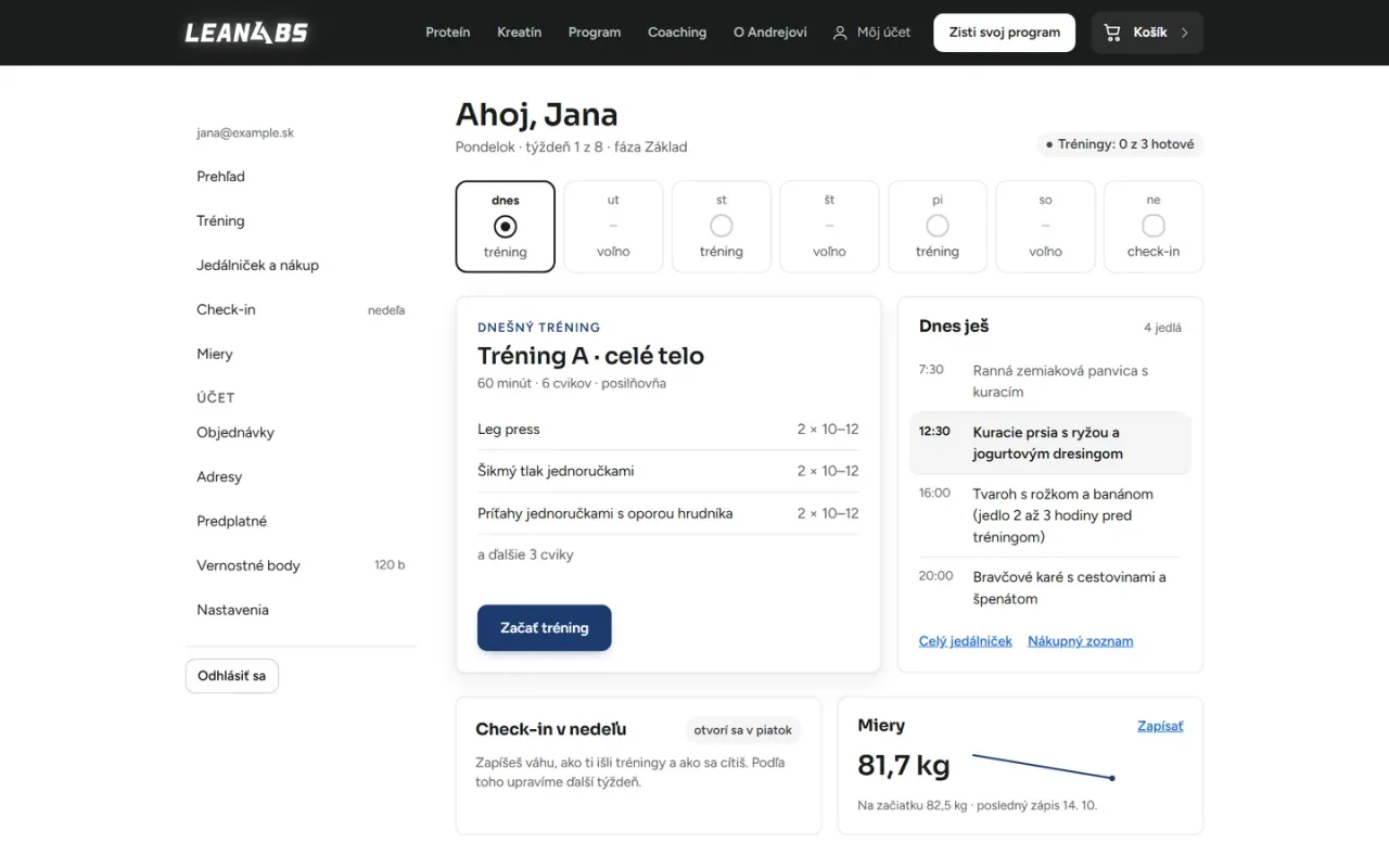 LeanAbs – e-shop a tréningová aplikácia