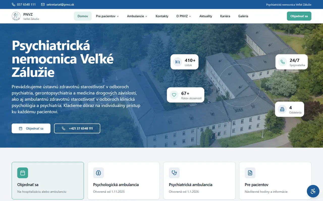PNVZ – web psychiatrickej nemocnice