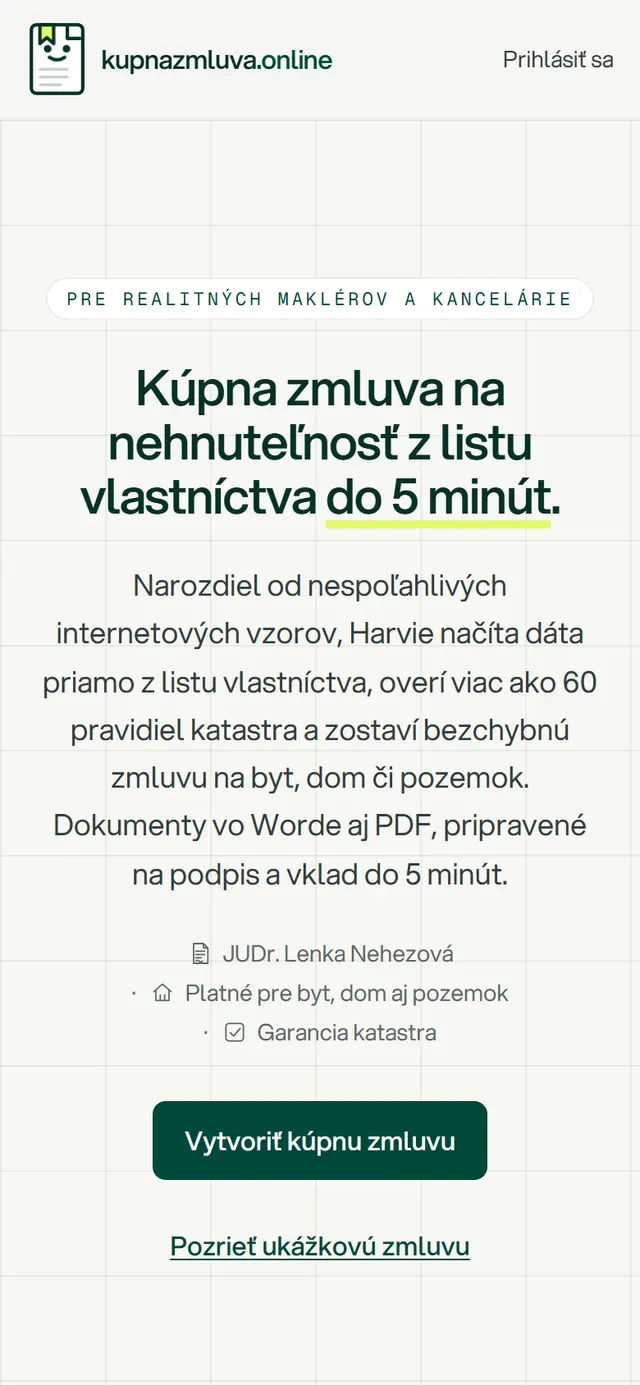 kupnazmluva.online – mobilná verzia